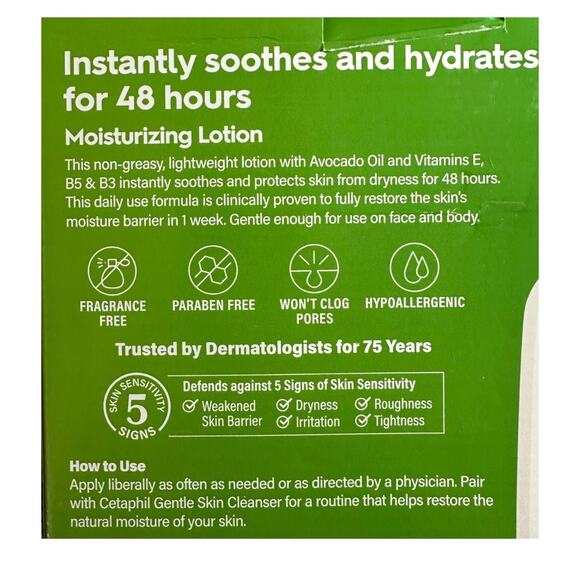 NEW Cetaphil Moisturizing Lotion 20 Fl oz, Normal To Dry Skin W/ AVOCADO OIL - Picture 6 of 6